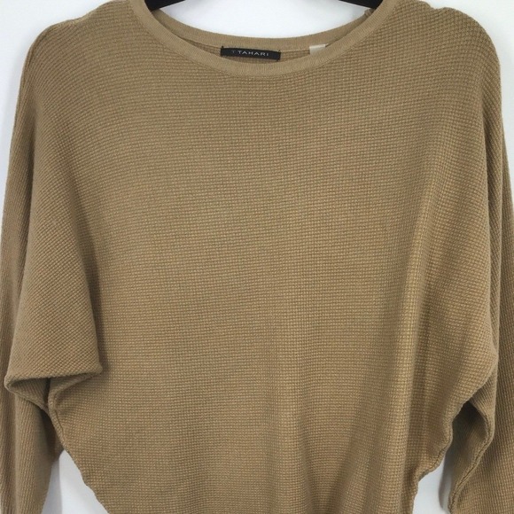 T Tahari Dresses & Skirts - T Tahari Camel Minimalist Quiet Luxury Waffle Knit‎ Dolman Sleeve Sweater XS